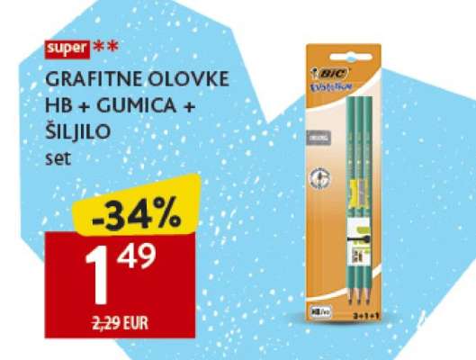 GRAFITNE OLOVKE HB + GUMICA + ŠILJILO set