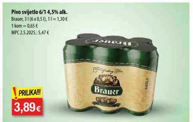 Pivo svijetlo 6/1 4,5% alk.