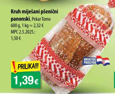Kruh miješani pšenični panonski, Pekar Tomo