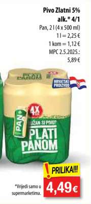 Pivo Zlatni 5% alk. 4/1