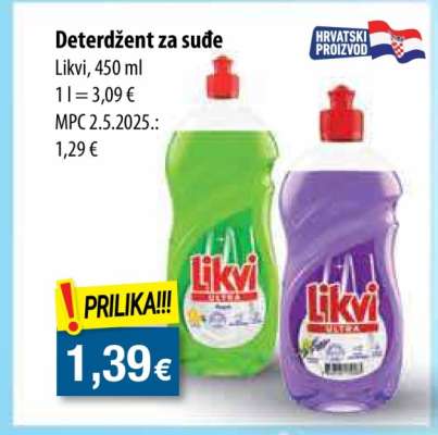 Deterdžent za suđe Likvi, 450 ml