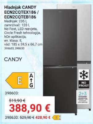 Hladnjak CANDY ECN2CQTEX186 / ECN2CQTEB186