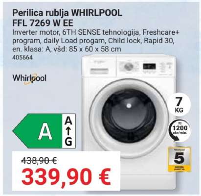 Perilica rublja WHIRLPOOL FFL 7269 W EE