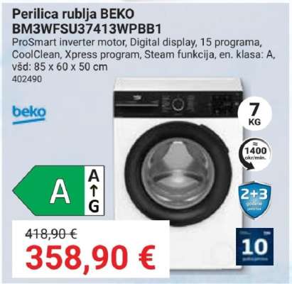 Perilica rublja BEKO BM3WFSU37413WPBB1