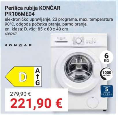 Perilica rublja Končar PR106ME04