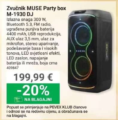 Zvučnik MUSE Party box M-1930 DJ