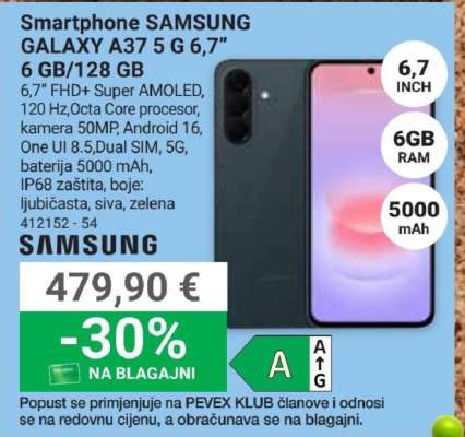 Smartphone SAMSUNG GALAXY A37 5 G 6,7” 6 GB/128 GB