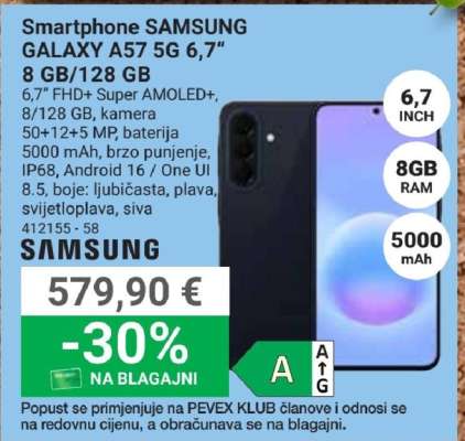 Smartphone SAMSUNG GALAXY A57 5G 6,7” 8 GB/128 GB
