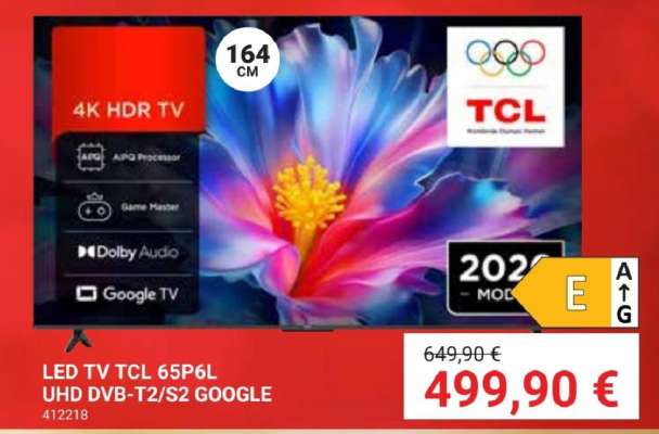 LED TV TCL 65P6L UHD DVB-T2/S2 GOOGLE