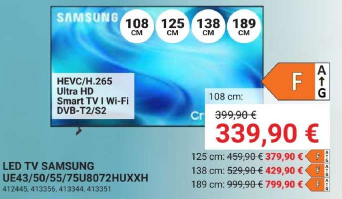 LED TV SAMSUNG UE43/50/55/75U8072HUXXH