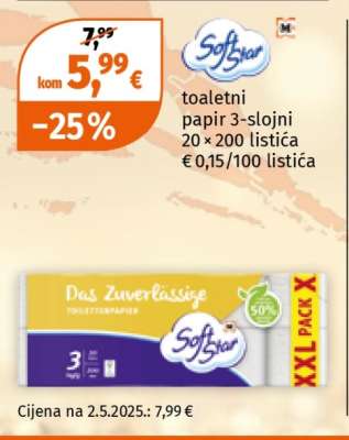 Softstar toaletni papir 3-slojni