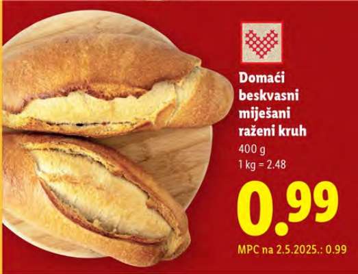Domaći beskvasni miješani raženi kruh