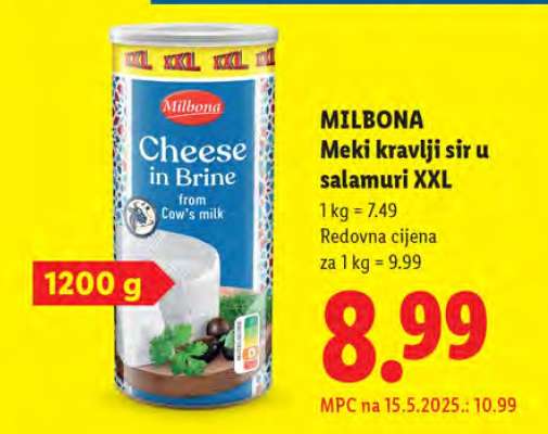 Milbona Meki kravlji sir u salamuri XXL