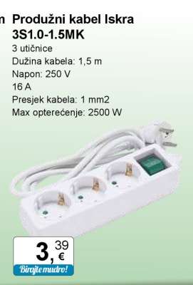 Produžni kabel Iskra 3S1.0-1.5MK