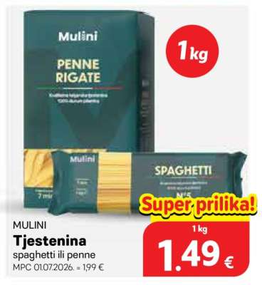 MULINI Tjestenina spaghetti ili penne
