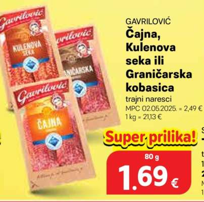 GAVRILOVIĆ Čajna, Kulenova seka ili Graničarska kobasica
