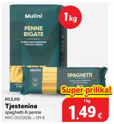 MULINI Tjestenina spaghetti ili penne