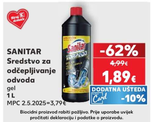 Sanitar Sredstvo za odčepljivanje odvoda