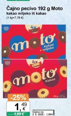 Čajno pecivo 192 g Moto kakao mlijeko ili kakao