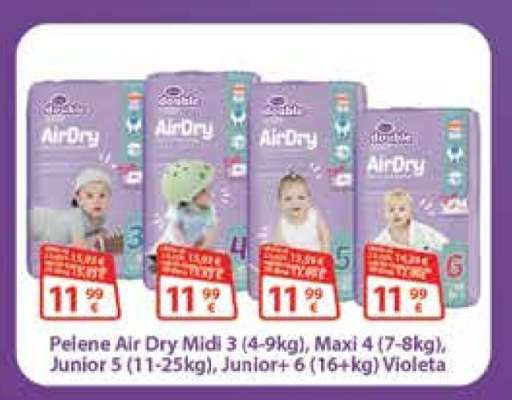 Pelene Air Dry Midi 3 (4-9kg), Maxi 4 (7-18kg), Junior 5 (11-25kg), Junior+ 6 (16+kg) Violeta