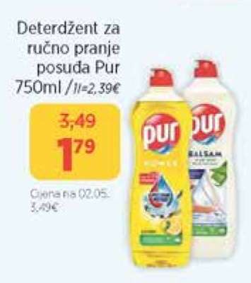 Deterdžent za ručno pranje posuđa Pur 750ml