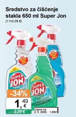 Sredstvo za čišćenje stakla 650 ml Super Jon
