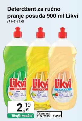 Deterdžent za ručno pranje posuđa 900 ml Likvi