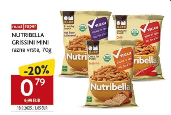 NUTRIBELLA GRISSINI MINI razne vrste, 70g