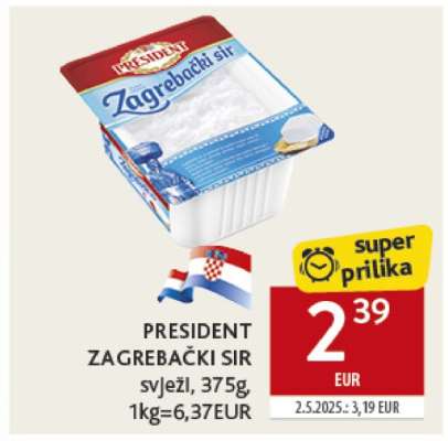 PRESIDENT Zagrebački sir