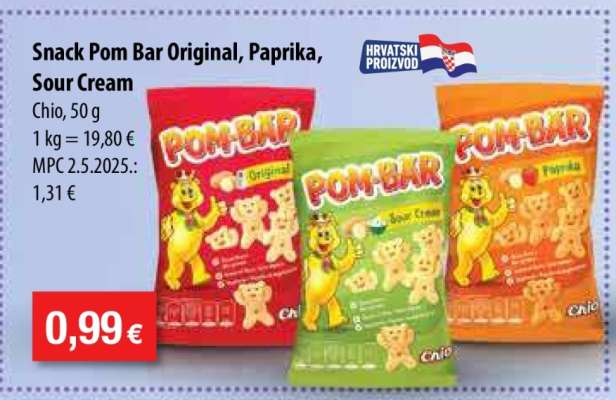 Snack Pom-Bar original, paprika, sour cream