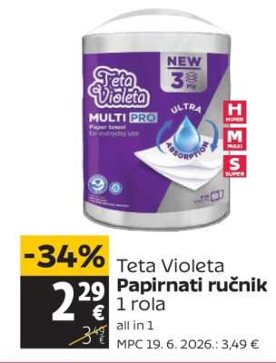 TETA VIOLETA PAPIRNATI RUČNIK
