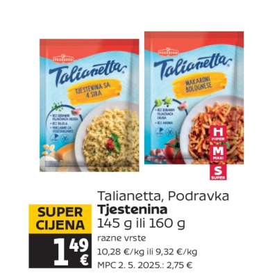 Talianetta, Podravka Tjestenina