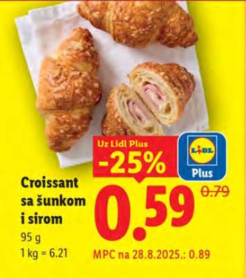 Croissant sa šunkom i sirom