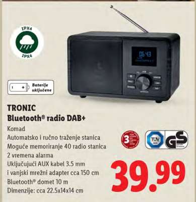 Tronic Bluetooth® radio DAB+