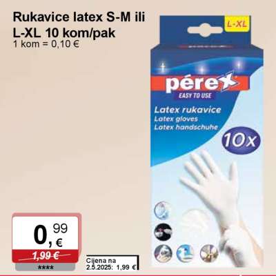 Rukavice latex S-M ili L-XL 10 kom/pak