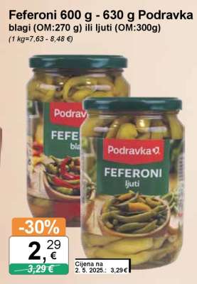Feferoni 600 g - 630 g Podravka
