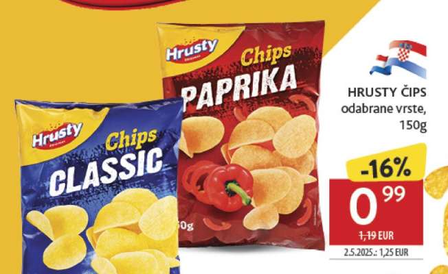 HRUSTY ČIPS odabrane vrste, 150g