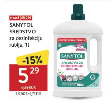 SANYTOL SREDSTVO ZA DEZINFEKCIJU rublja, 1l