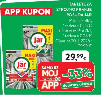 Tablete za strojno pranje posuđa Jar