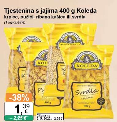 Tjestenina s jajima 400 g Koleda