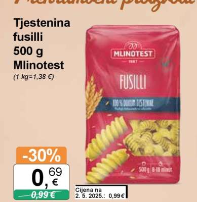Tjestenina fusilli 500 g Mlinotest