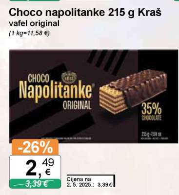 Choco napolitanke 215 g Kraš