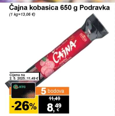 Čajna kobasica 650 g Podravka