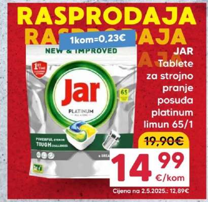 JAR Tablete za strojno pranje posuđa platinum limun 65/1