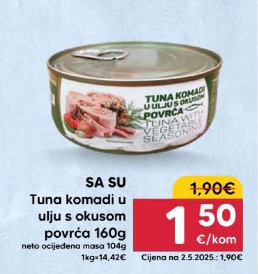 SA SU Tuna komadi u ulju s okusom povrća 160g