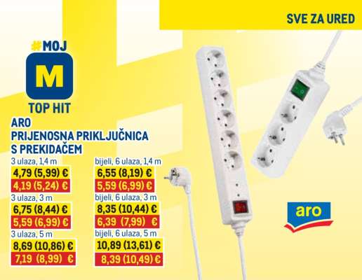 ARO PRIJENOSNA PRIKLJUČNICA S PREKIDAČEM