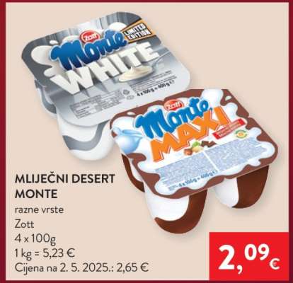 Mliječni desert Monte