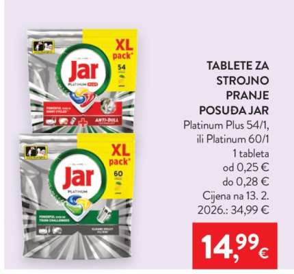 Tablete za strojno pranje posuđa Jar