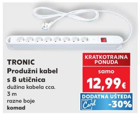 TRONIC Produžni kabel s 8 utičnica