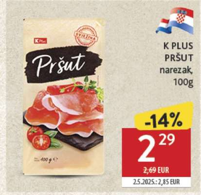 K PLUS PRŠUT narezak, 100g
